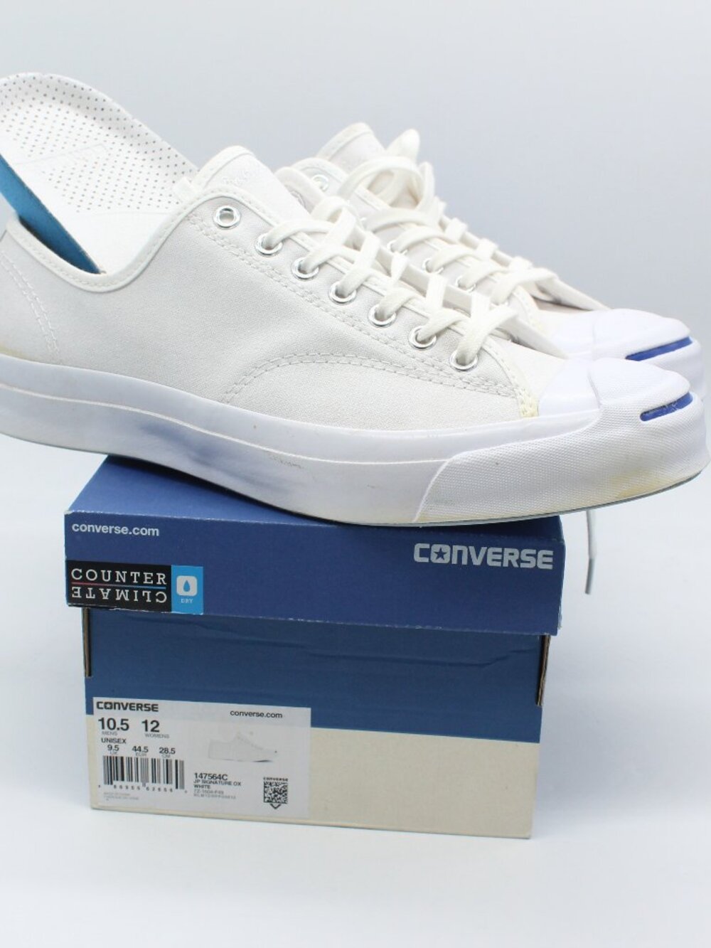 Converse Jack Purcell Low Top White Canvas Shoes Size 10.5